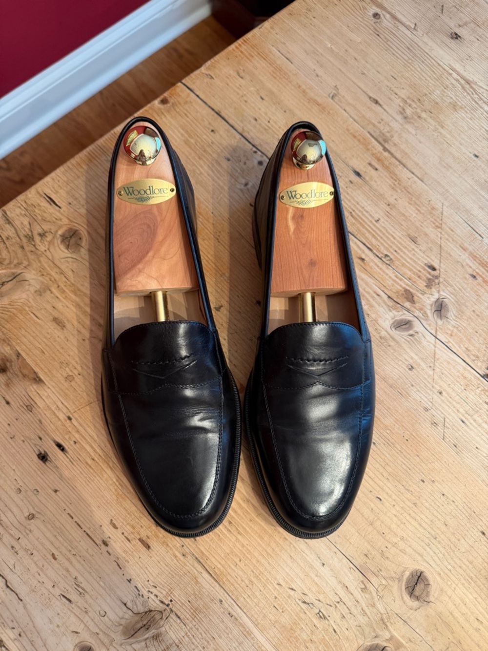 Martin Dingman Black Leather Penny Loafers